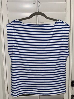 LOFT Striped Boatneck Women's Top - Blue & White